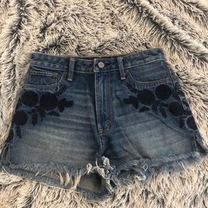 Abercrombie high waisted shorts w/ embroidery